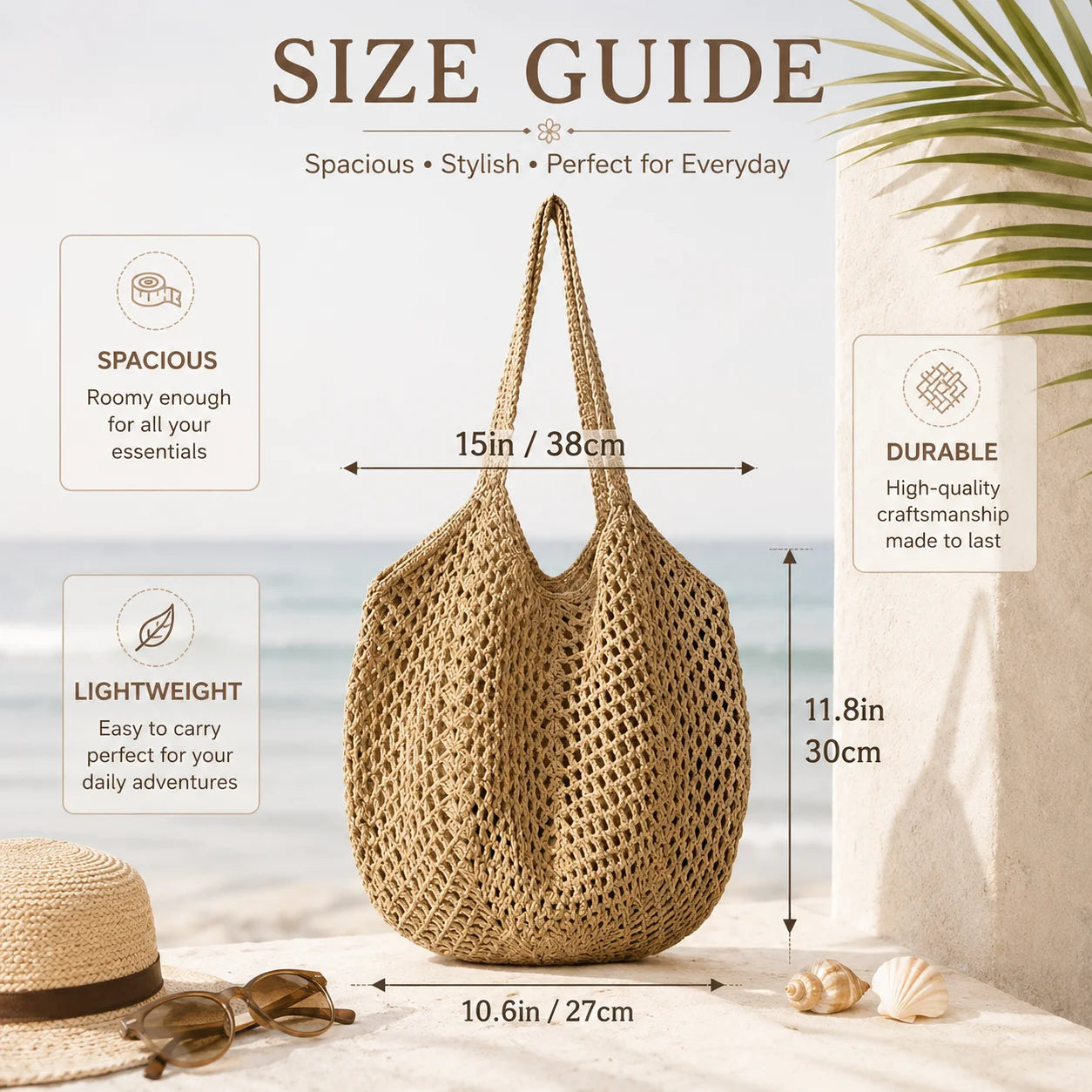Personalized Striped Crochet Tote Bag – Custom Name Beach Tote
